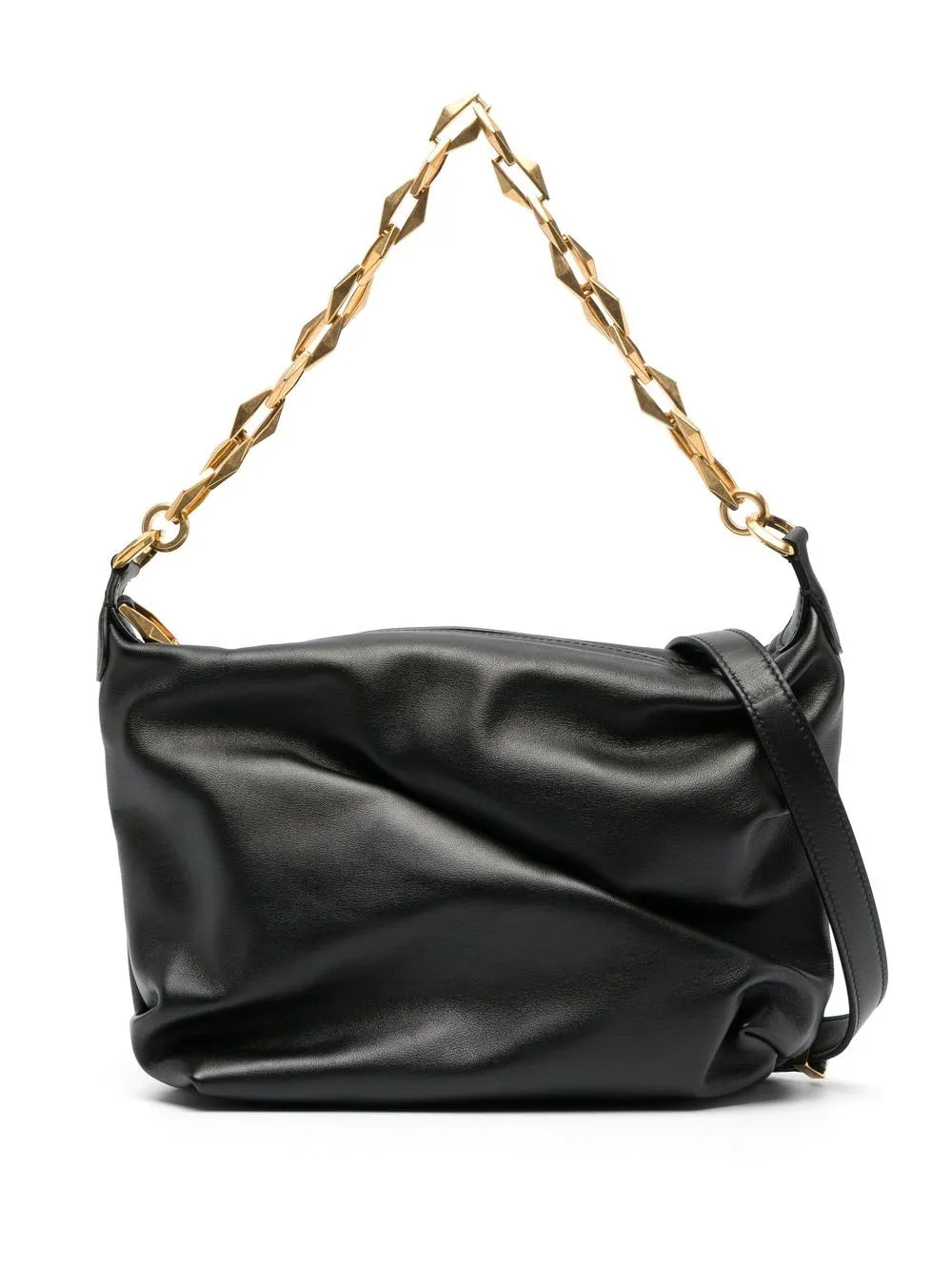 Jimmy Choo Diamond Zip Up Leather Shoulder Bag — Same as shown — Size One Size — Front View