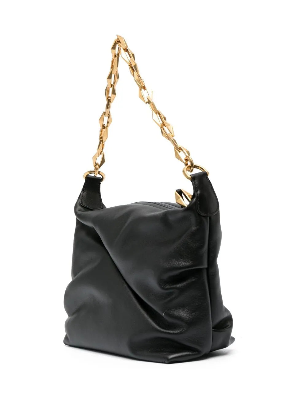 Jimmy Choo Diamond Zip Up Leather Shoulder Bag — Same as shown — Size One Size — Back View