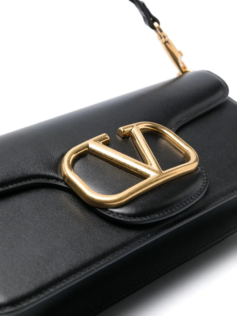 Valentino Garavani Logo Plaque Leather Shoulder Bag — Same as shown — Size One Size — Top View