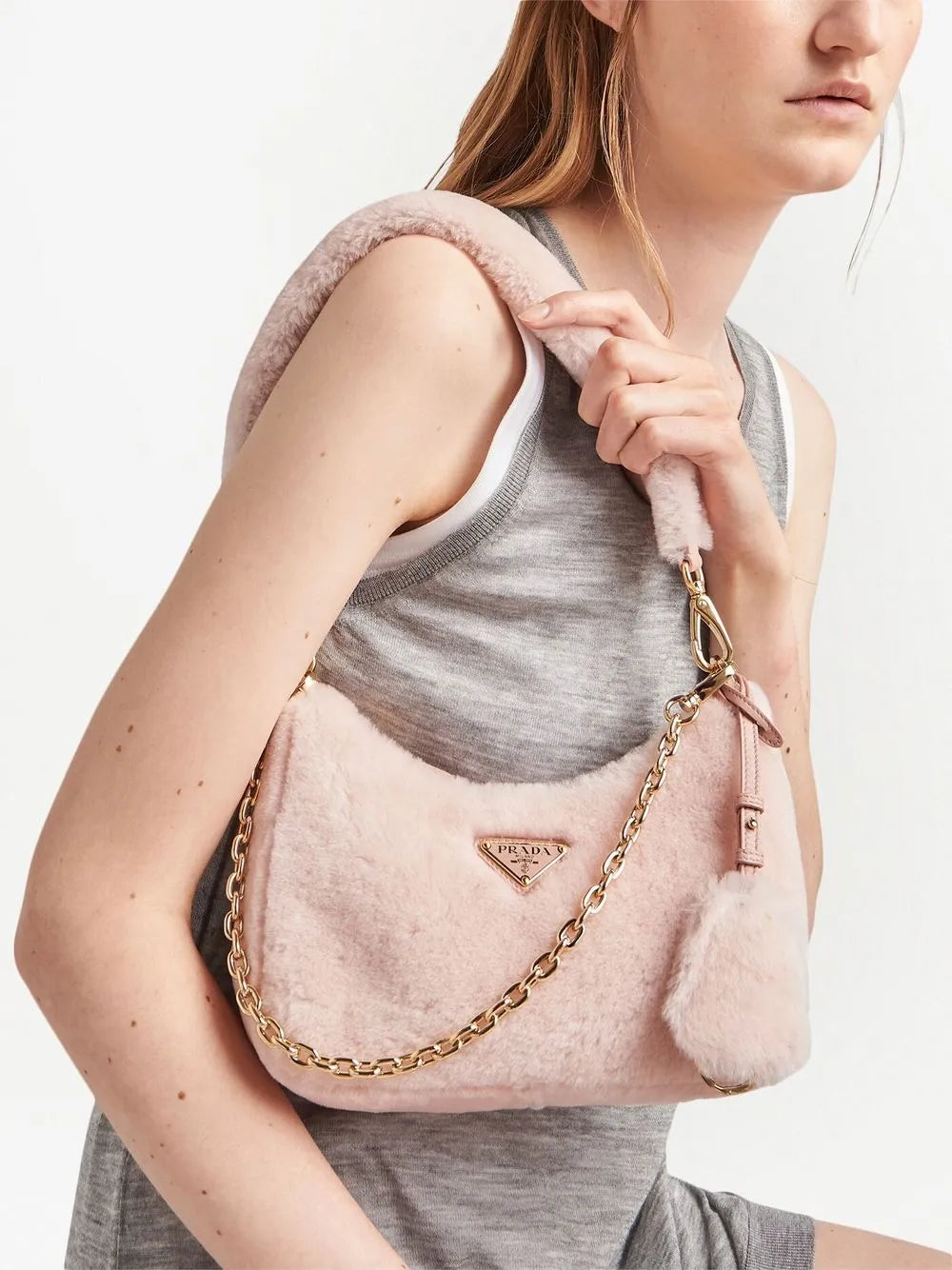 Prada Re Edition Shearling Mini Bag — Same as shown — Size One Size — Lifestyle View