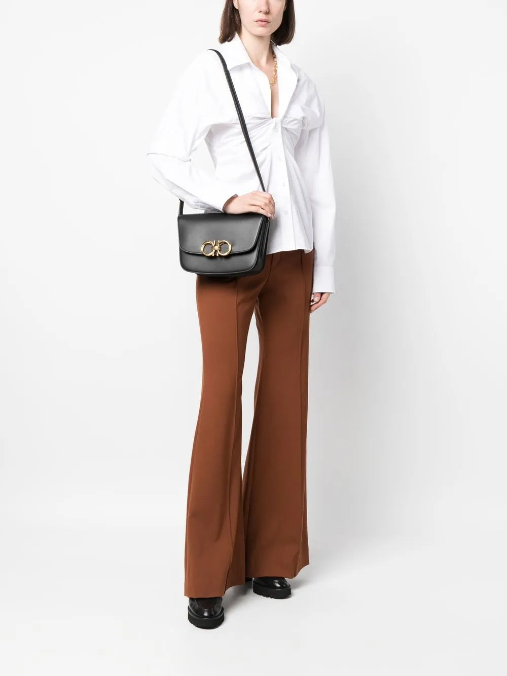 Ferragamo Gancini Leather Shoulder Bag — Same as shown — Size One Size — Side View