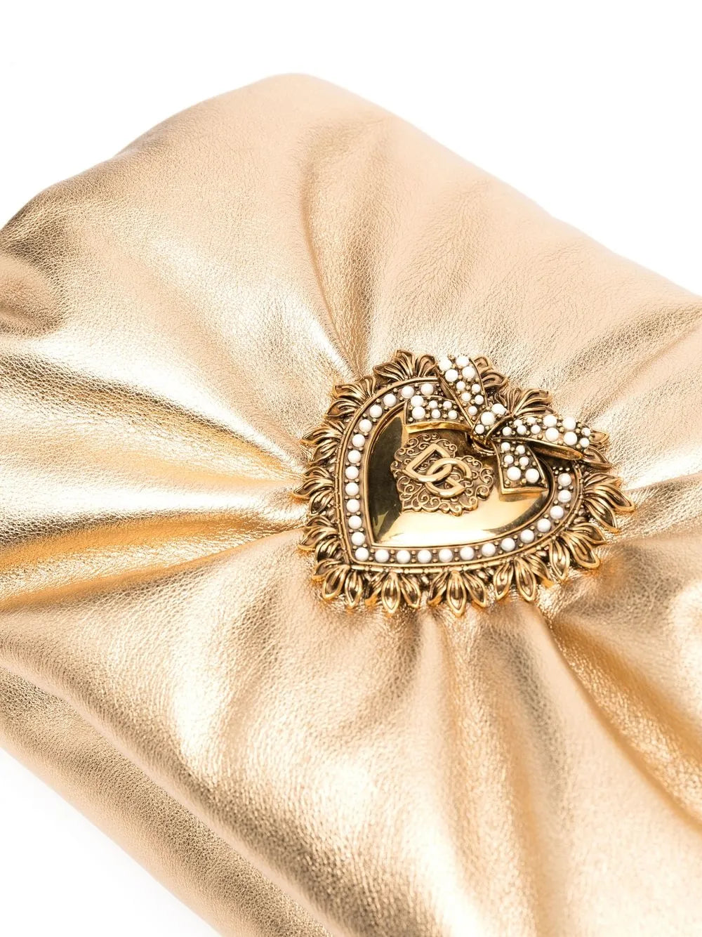 Dolce Gabbana Medium Devotion Soft Foiled Clutch — Same as shown — Size One Size — Top View