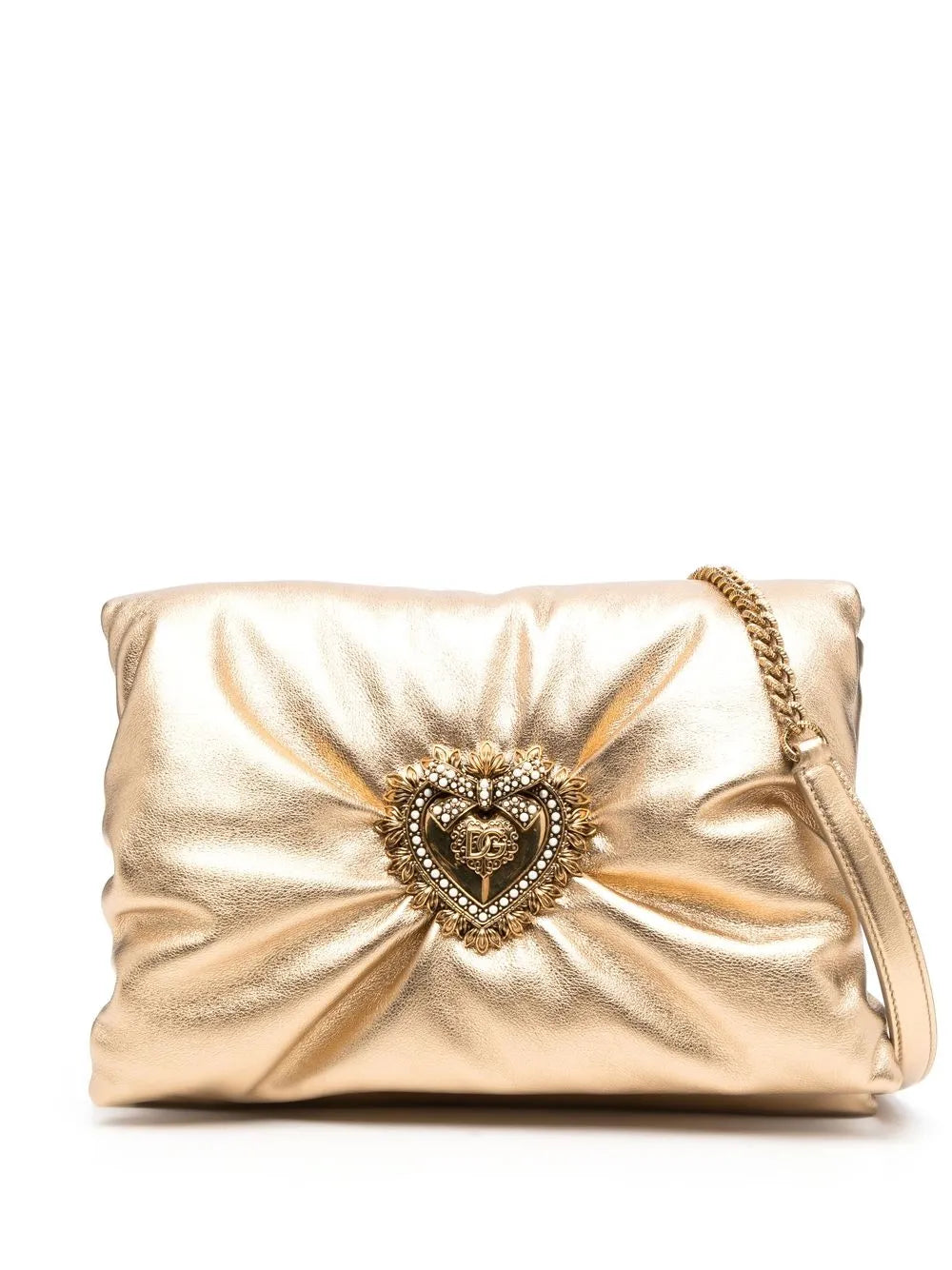 Dolce Gabbana Medium Devotion Soft Foiled Clutch — Same as shown — Size One Size — Front View