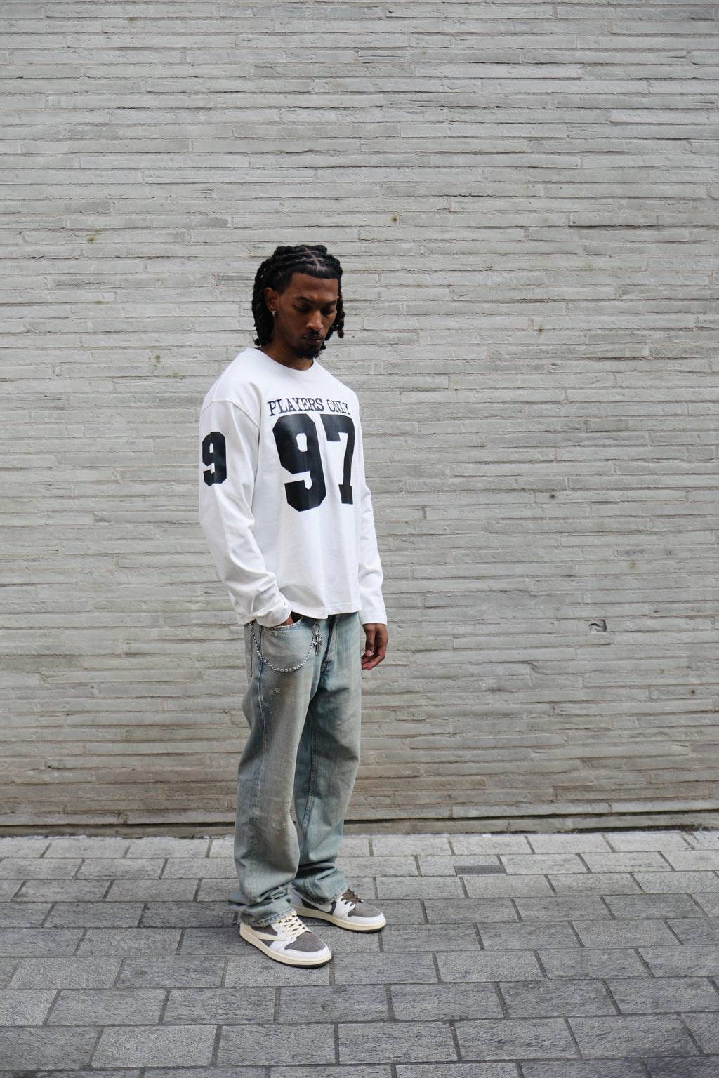 PLAYERS ONLY ECRU JERSEY LONG SLEEVE — Small — Back View