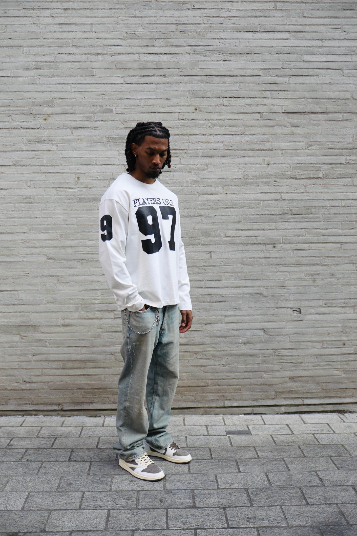 PLAYERS ONLY ECRU JERSEY LONG SLEEVE — Small — Back View