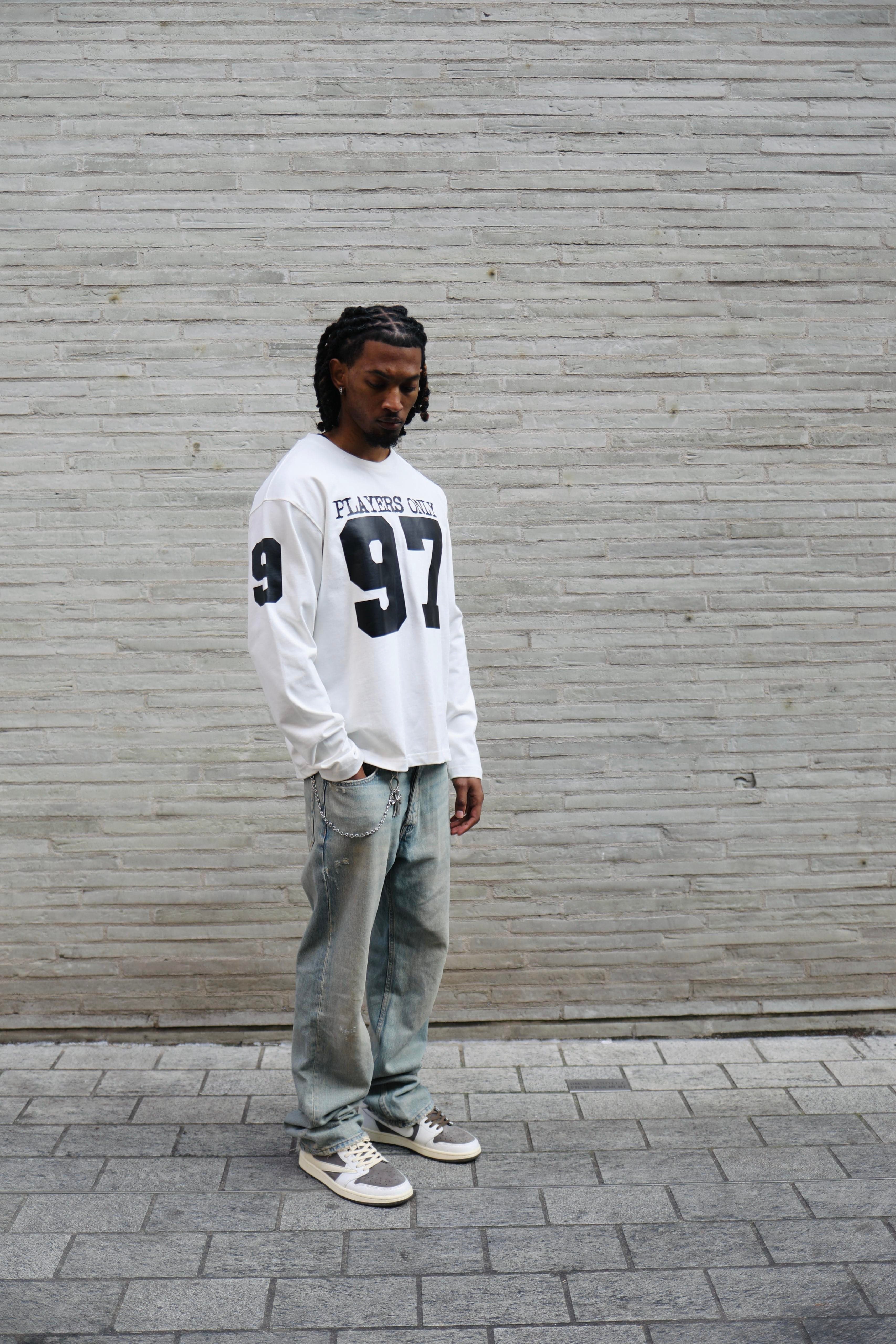 PLAYERS ONLY ECRU JERSEY LONG SLEEVE — Small — Back View