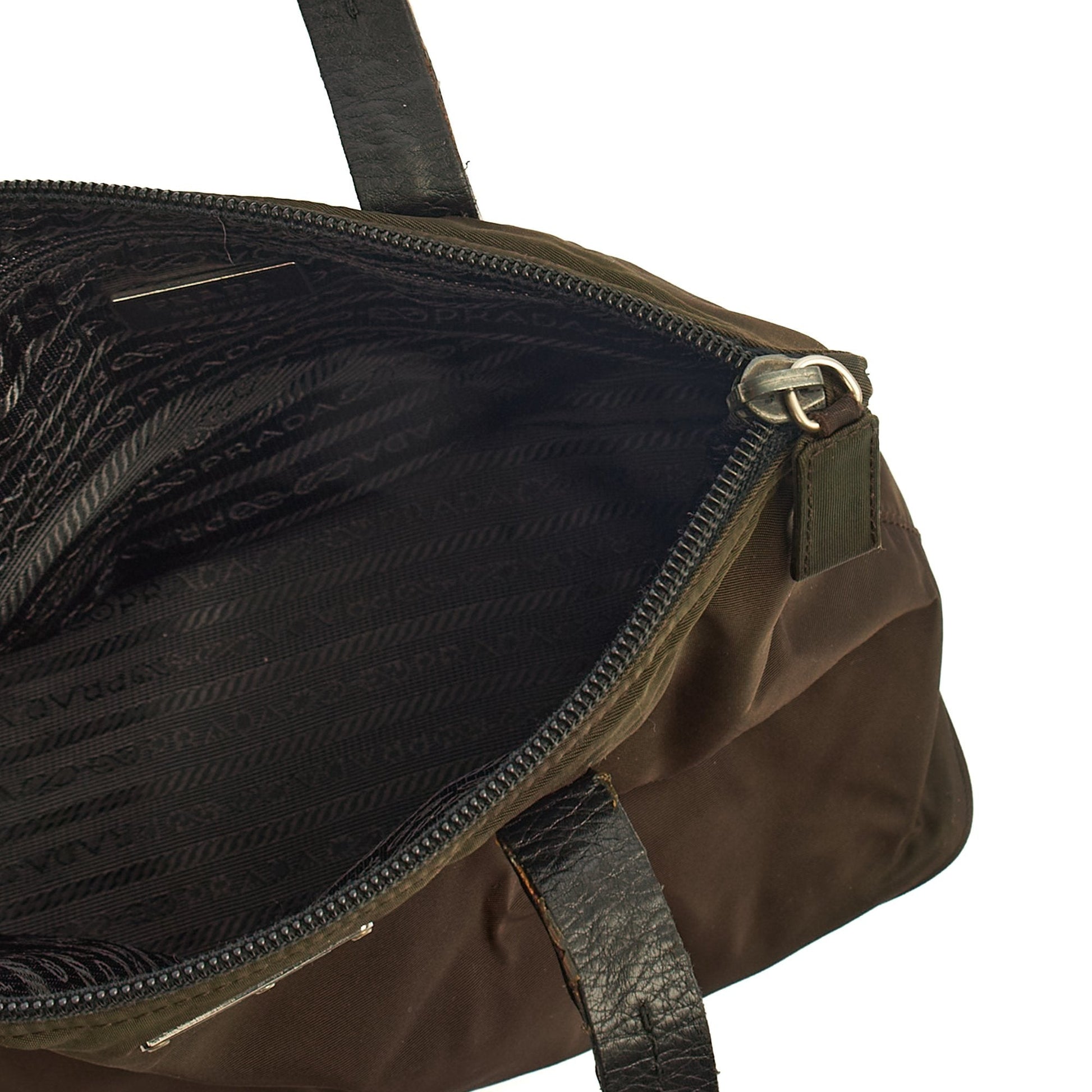 Prada Tote Nylon Tote Bag in Green, Nylon — Detail View