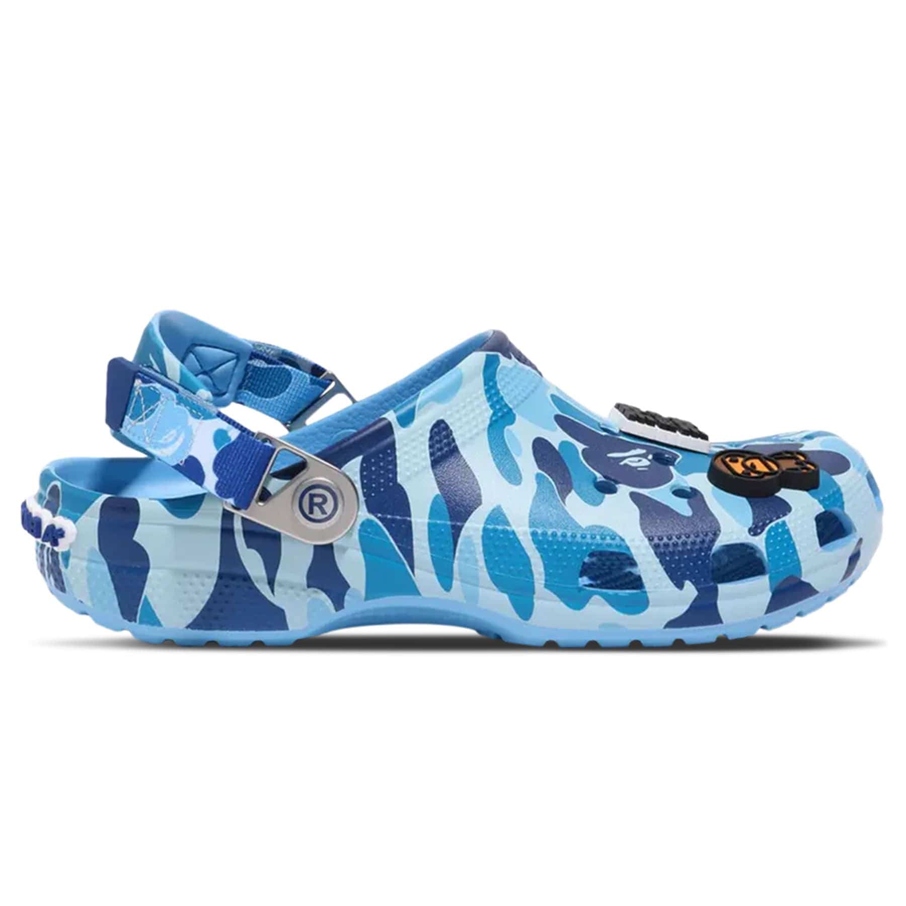 Bape x Classic Clog 'ABC Camo - Blue' — UK 1 — Side View