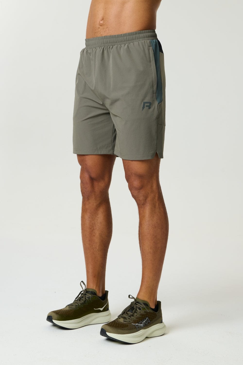 Reprimo Vortex Shorts 'Dark Moss Grey Velvet' — XS — Front View