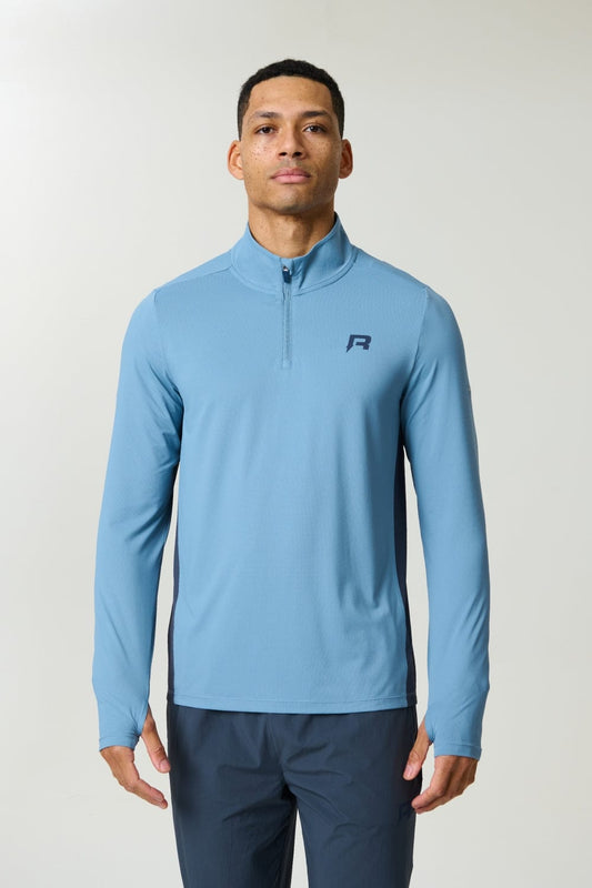 Reprimo Vortex Quarter Zip 'Dusty Blue Ink Blue' — XS — Front View