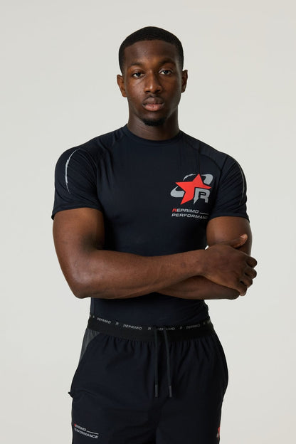 Reprimo RP Base-Layer T-Shirt 'Black Red' — XS — Front View