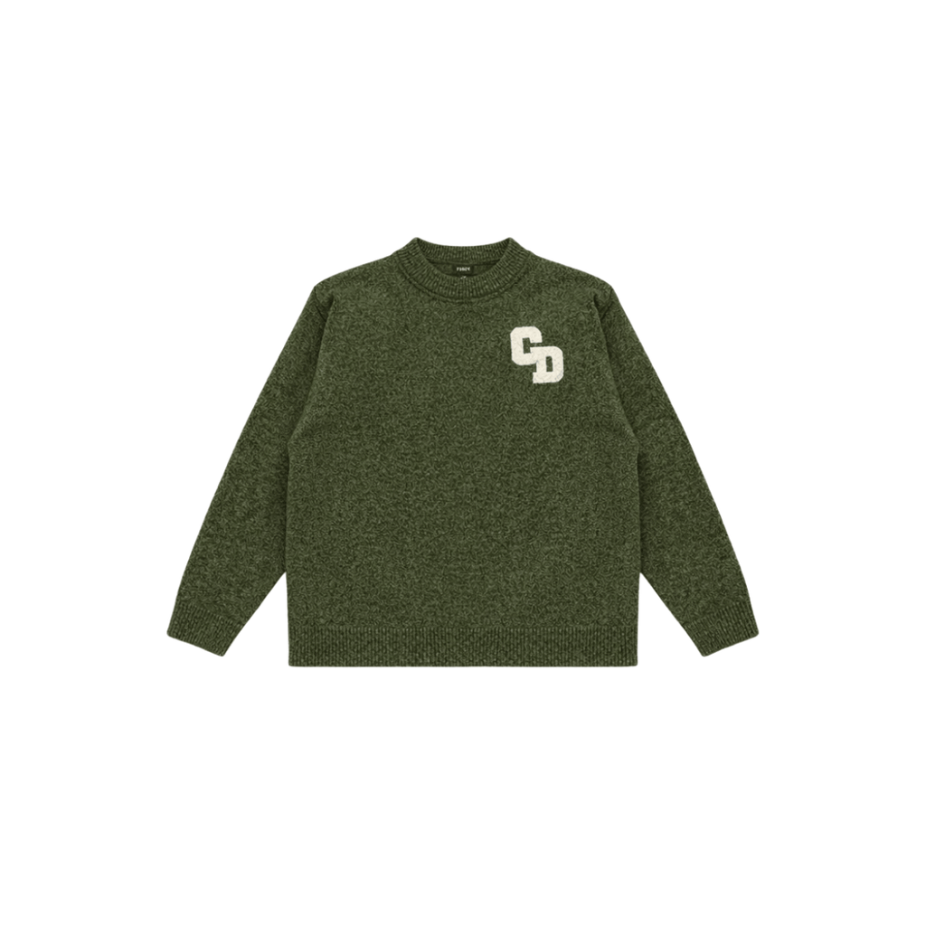 Cardair CD Logo Knit Sweater - Olive — S — Front View