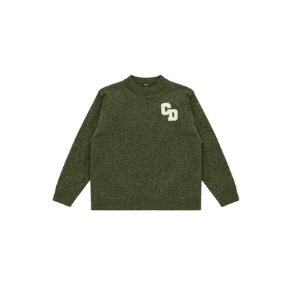 Cardair CD Logo Knit Sweater - Olive — S — Front View