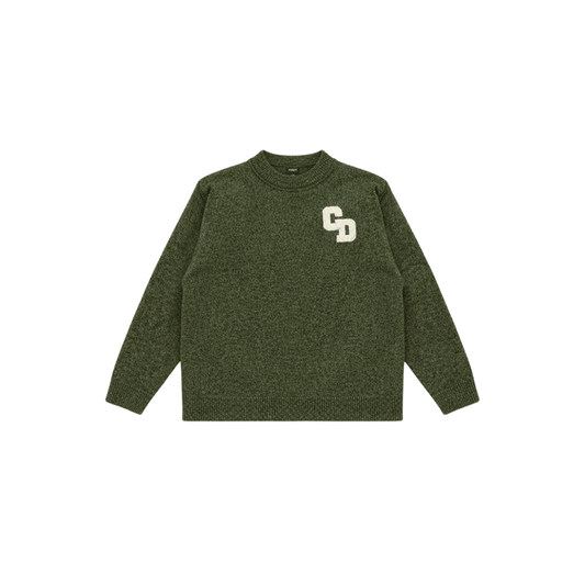 Cardair CD Logo Knit Sweater - Olive — S — Front View