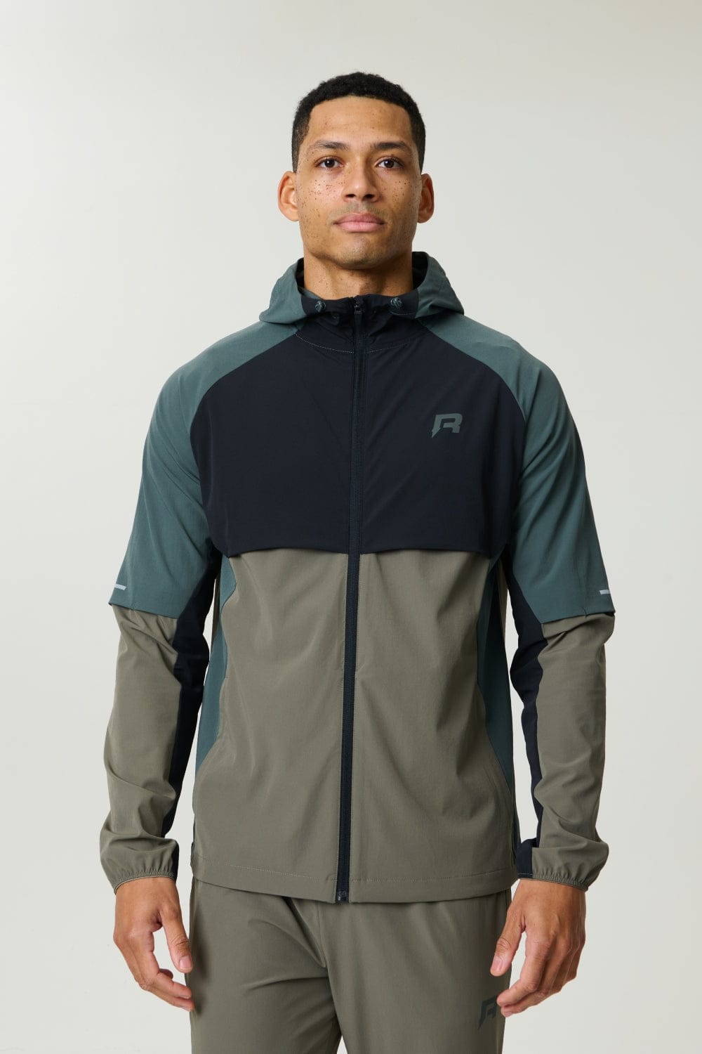 Reprimo Vortex Windbreaker Jacket 'Dark Moss Grey Velvet' — XXS — Front View