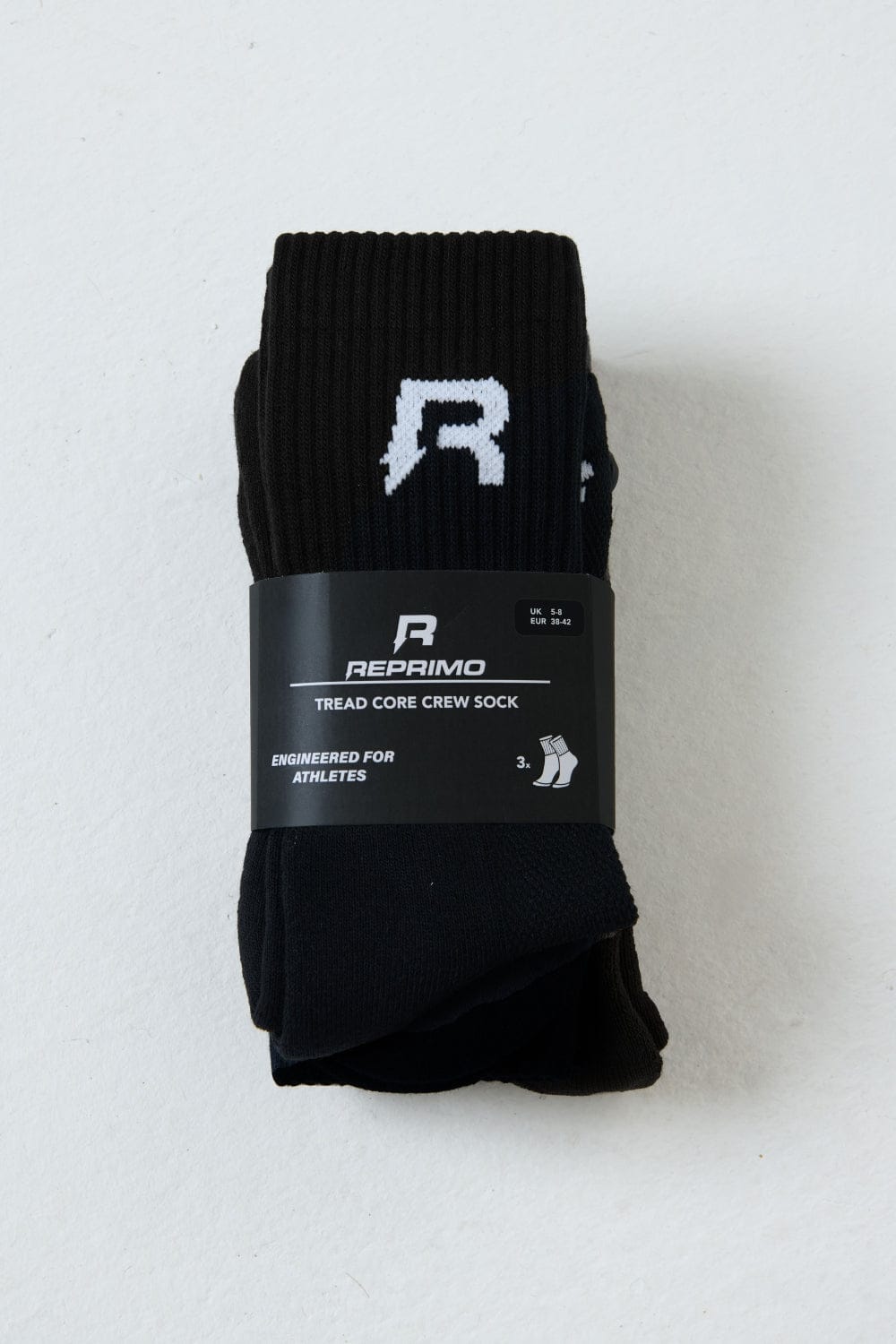 Reprimo 3-Pack Tread Socks 'Black' — UK5-UK8 — Front View