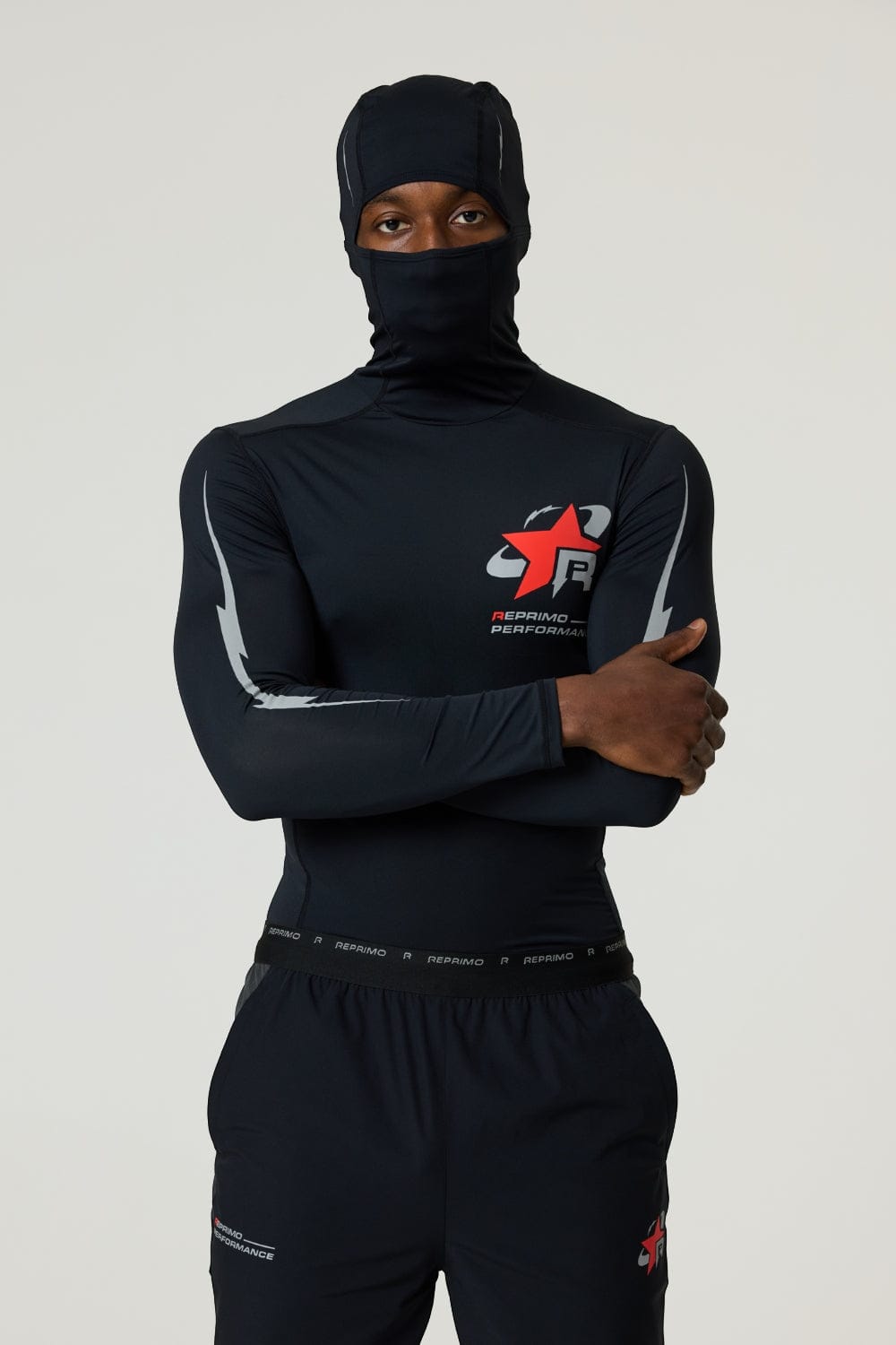 Reprimo RP Base-Layer Balaclava Hoodie 'Black Red' — XS — Front View