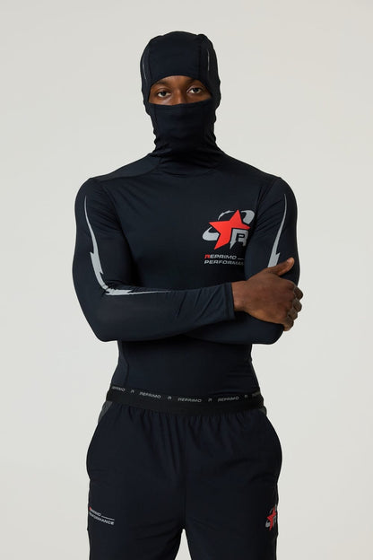 Reprimo RP Base-Layer Balaclava Hoodie 'Black Red' — XS — Front View
