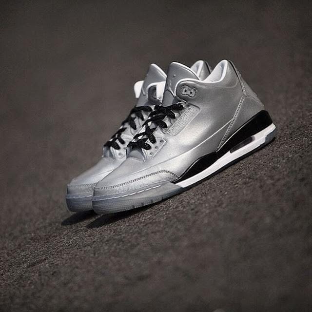 Air Jordan 3 '5Lab3' Reflect Silver — UK 3 | EU 35.5 | US 3.5 — Top View