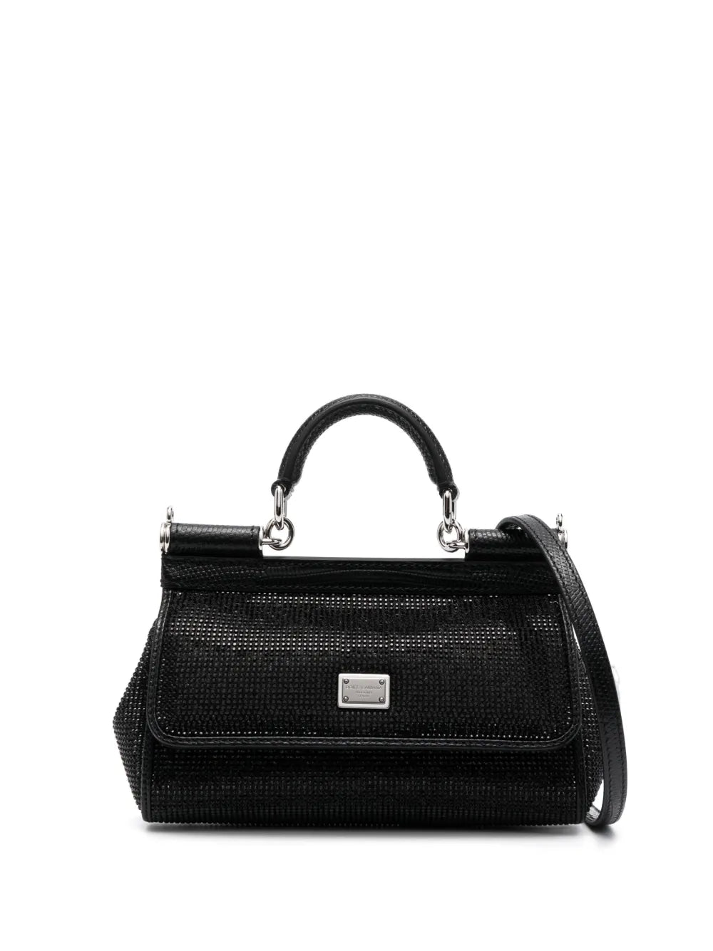 Dolce Gabbana Small Sicily Rhinestone Embellished Shoulder Bag — Same as shown — Size One Size — Front View