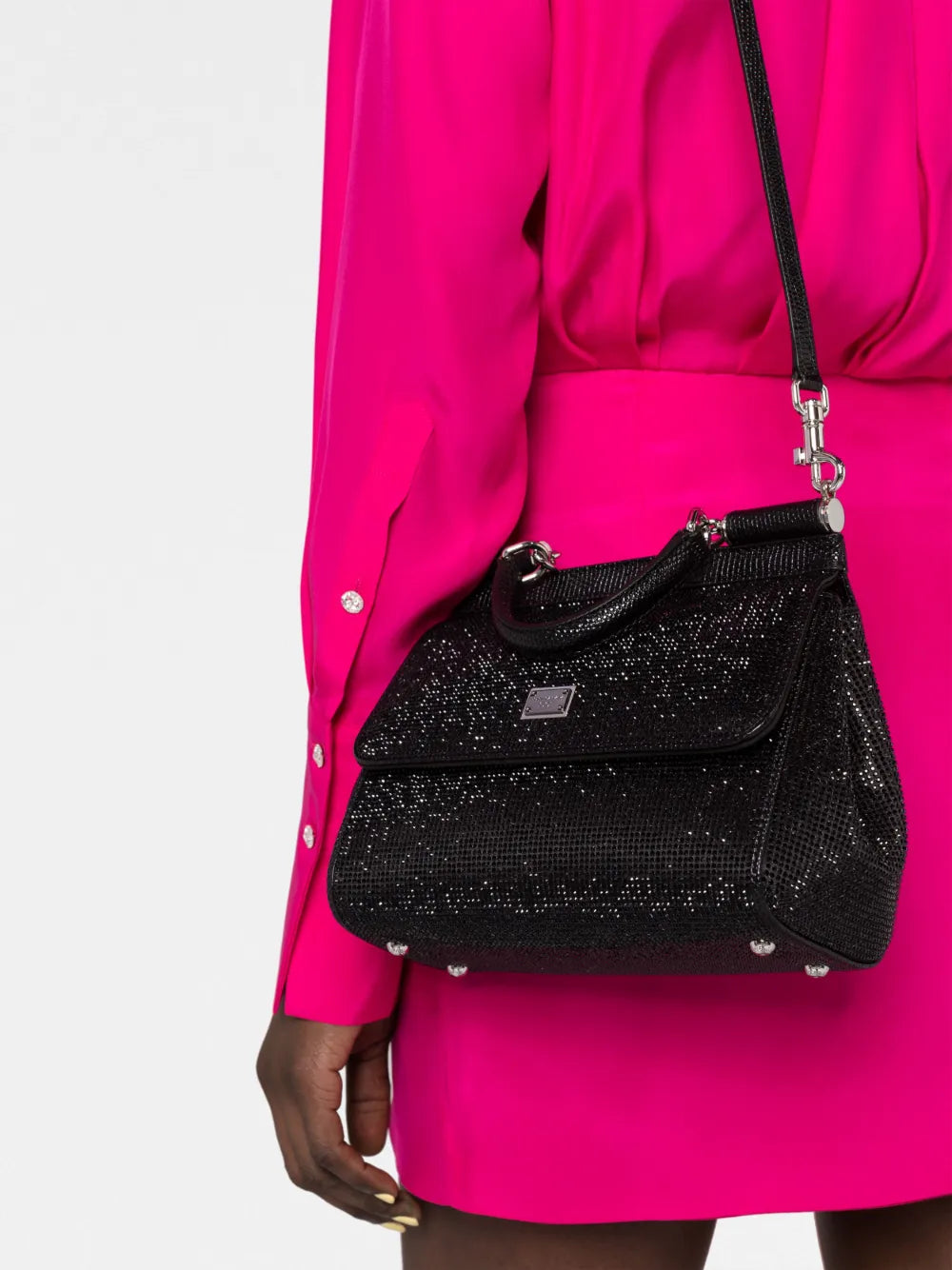 Dolce Gabbana Small Sicily Rhinestone Shoulder Bag — Same as shown — Size One Size — Back View
