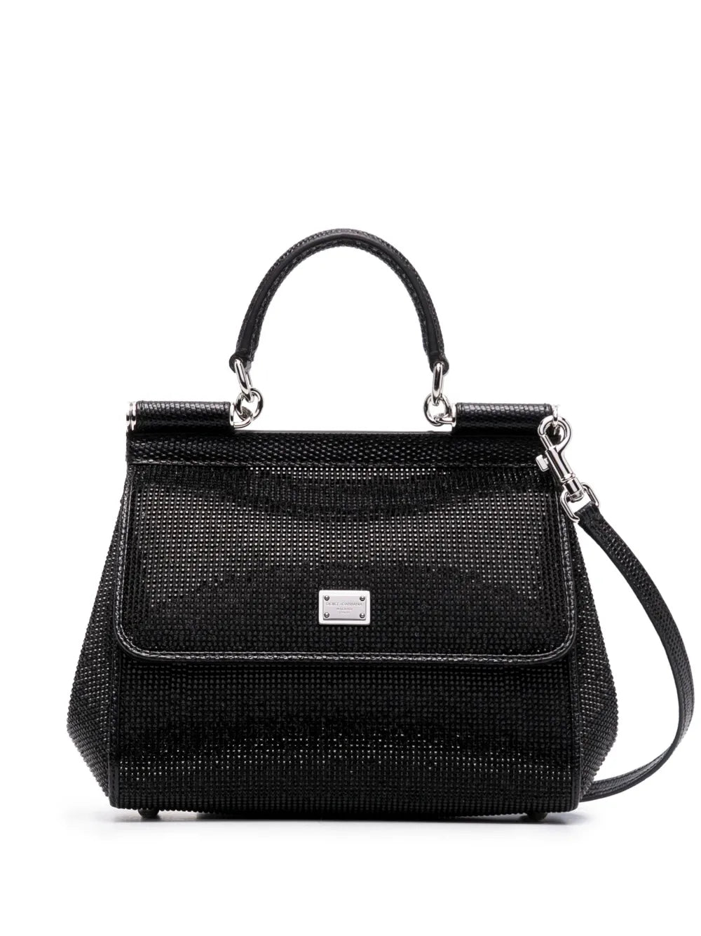 Dolce Gabbana Small Sicily Rhinestone Shoulder Bag — Same as shown — Size One Size — Front View