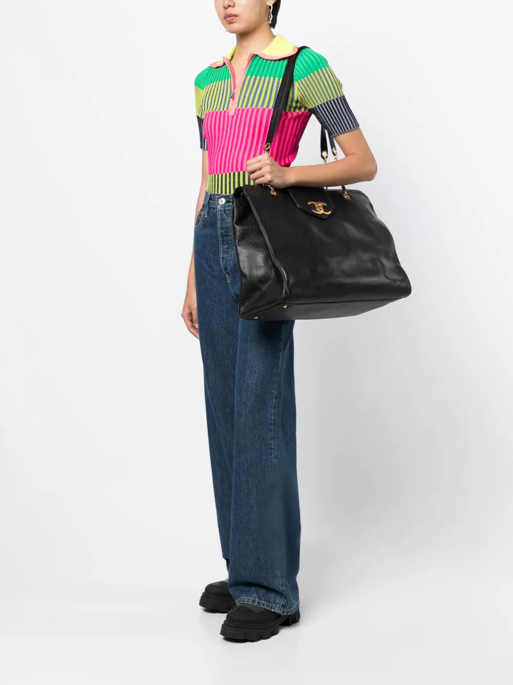 Chanel Pre Owned 1997 Jumbo Supermodel Shoulder Bag — Same as shown — Size One Size — Side View