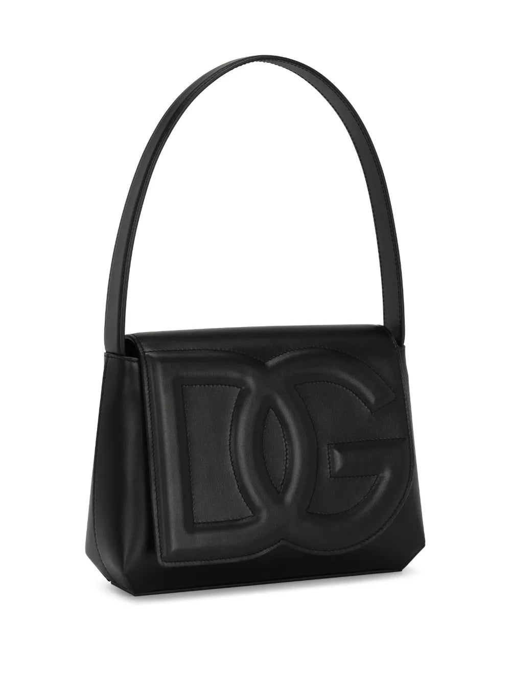 Dolce Gabbana Logo Embossed Leather Shoulder Bag — Same as shown — Size One Size — Top View