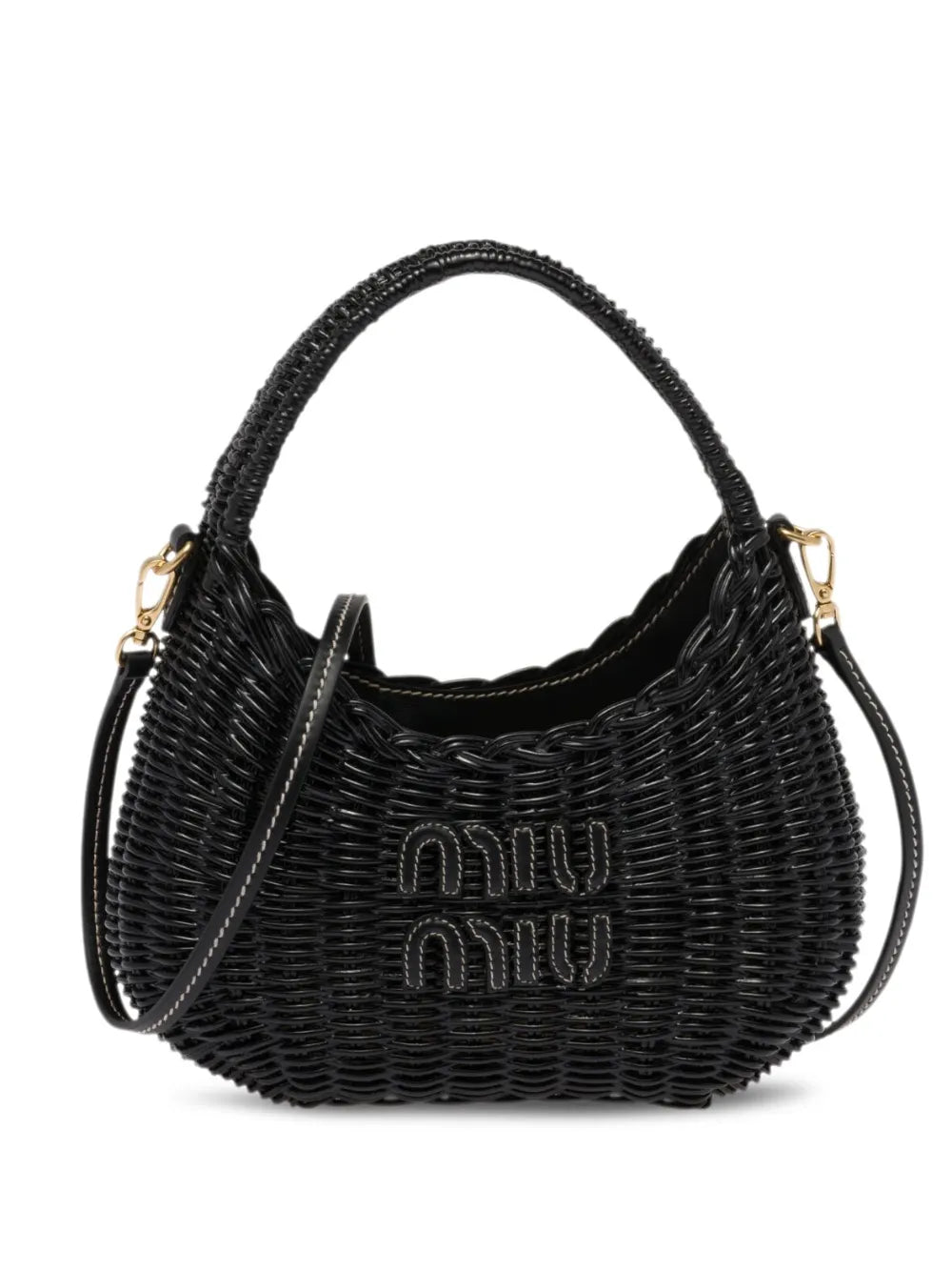 Miu Miu Mini Wander Wicker Shoulder Bag — Same as shown — Size One Size — Front View