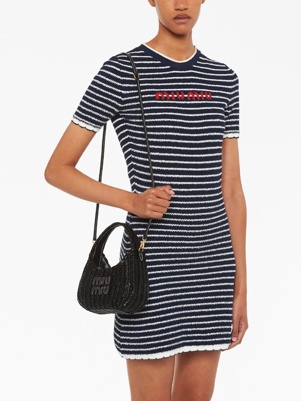 Miu Miu Mini Wander Wicker Shoulder Bag — Same as shown — Size One Size — Back View