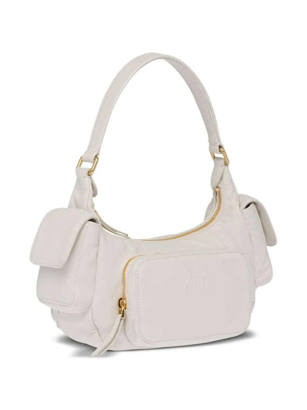 Miu Miu Logo Embossed Leather Shoulder Bag — Same as shown — Size One Size — Detail View