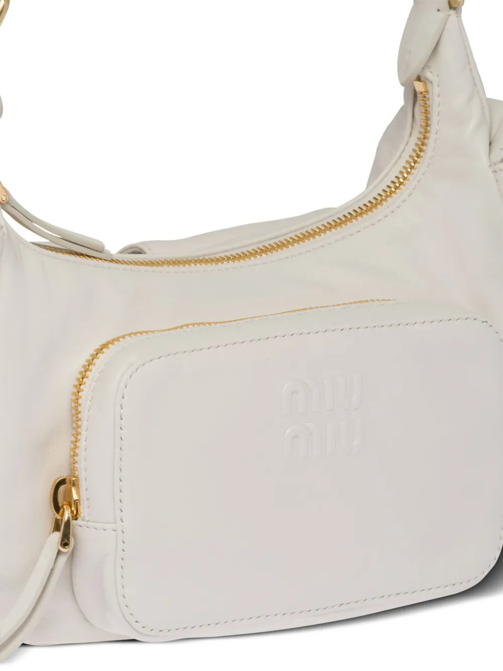 Miu Miu Logo Embossed Leather Shoulder Bag — Same as shown — Size One Size — Lifestyle View