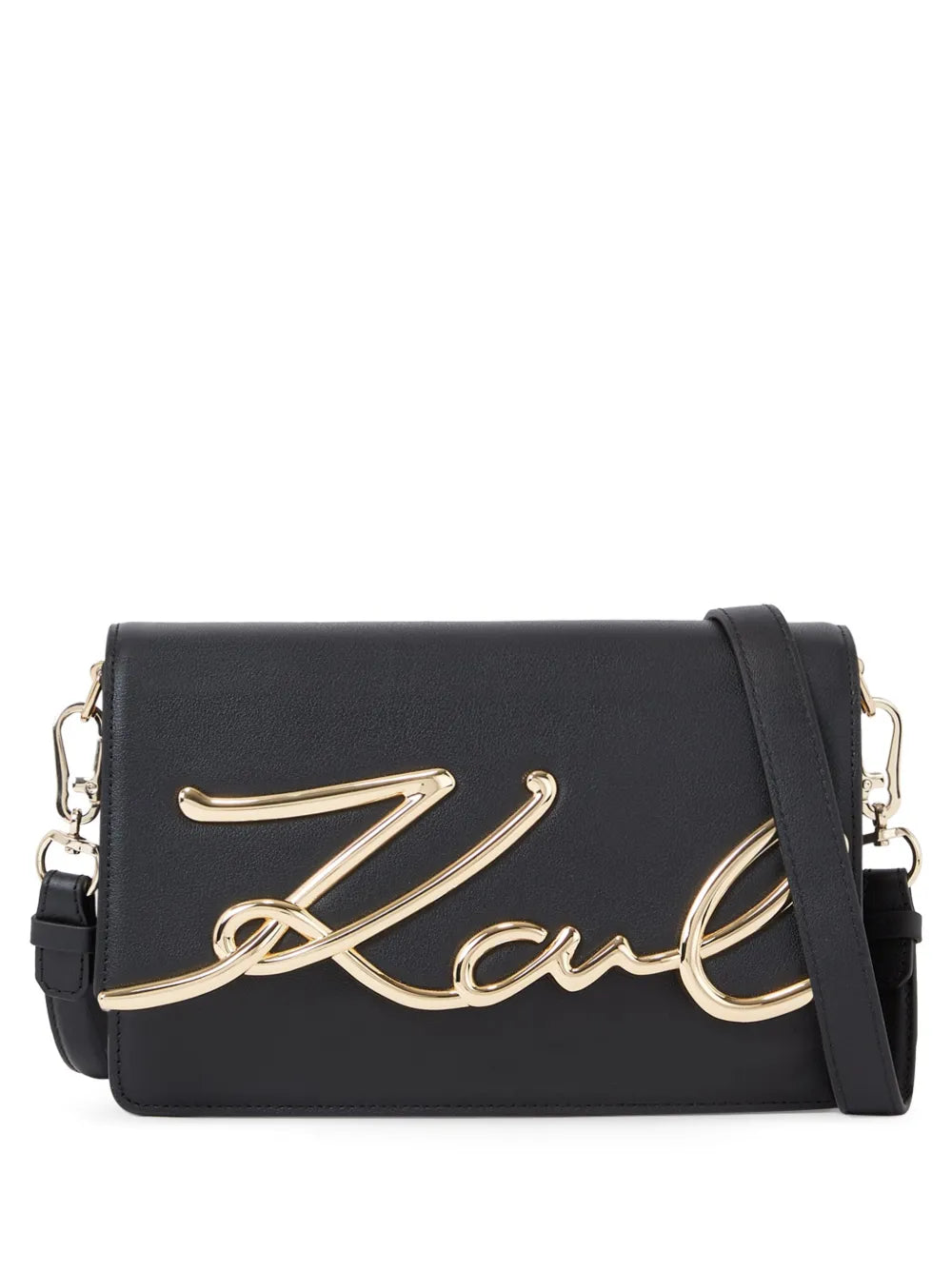 Karl Lagerfeld Medium Signature Leather Shoulder Bag — Same as shown — Size One Size — Front View