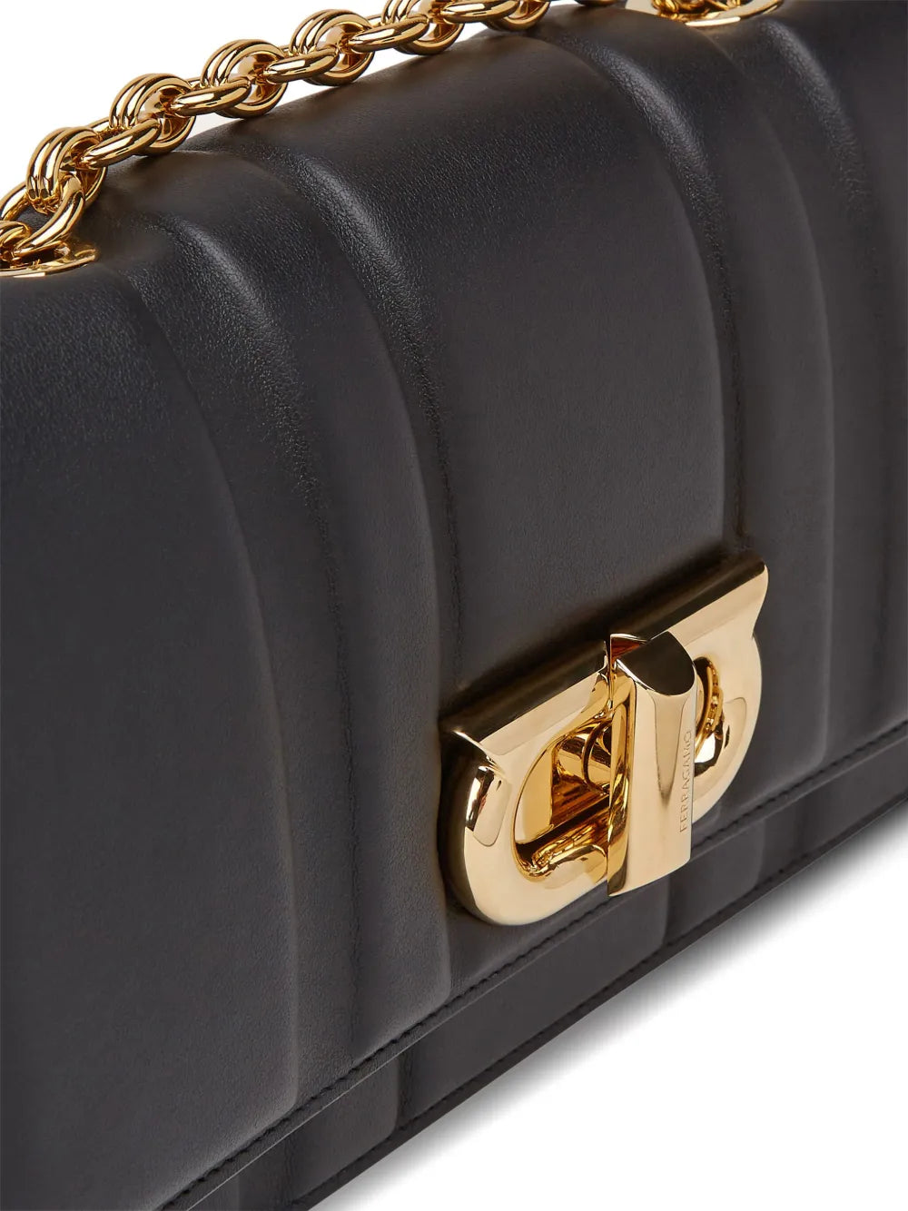 Ferragamo Gancini Plaque Leather Shoulder Bag — Same as shown — Size One Size — Back View