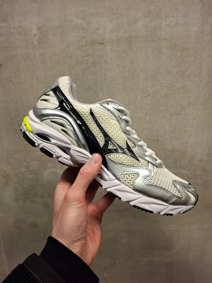 Mizuno Wave Rider 10 Sport 'Snow White Black Sylvan Green' — UK 4 | EU 36.5 | US 5 — Lifestyle View