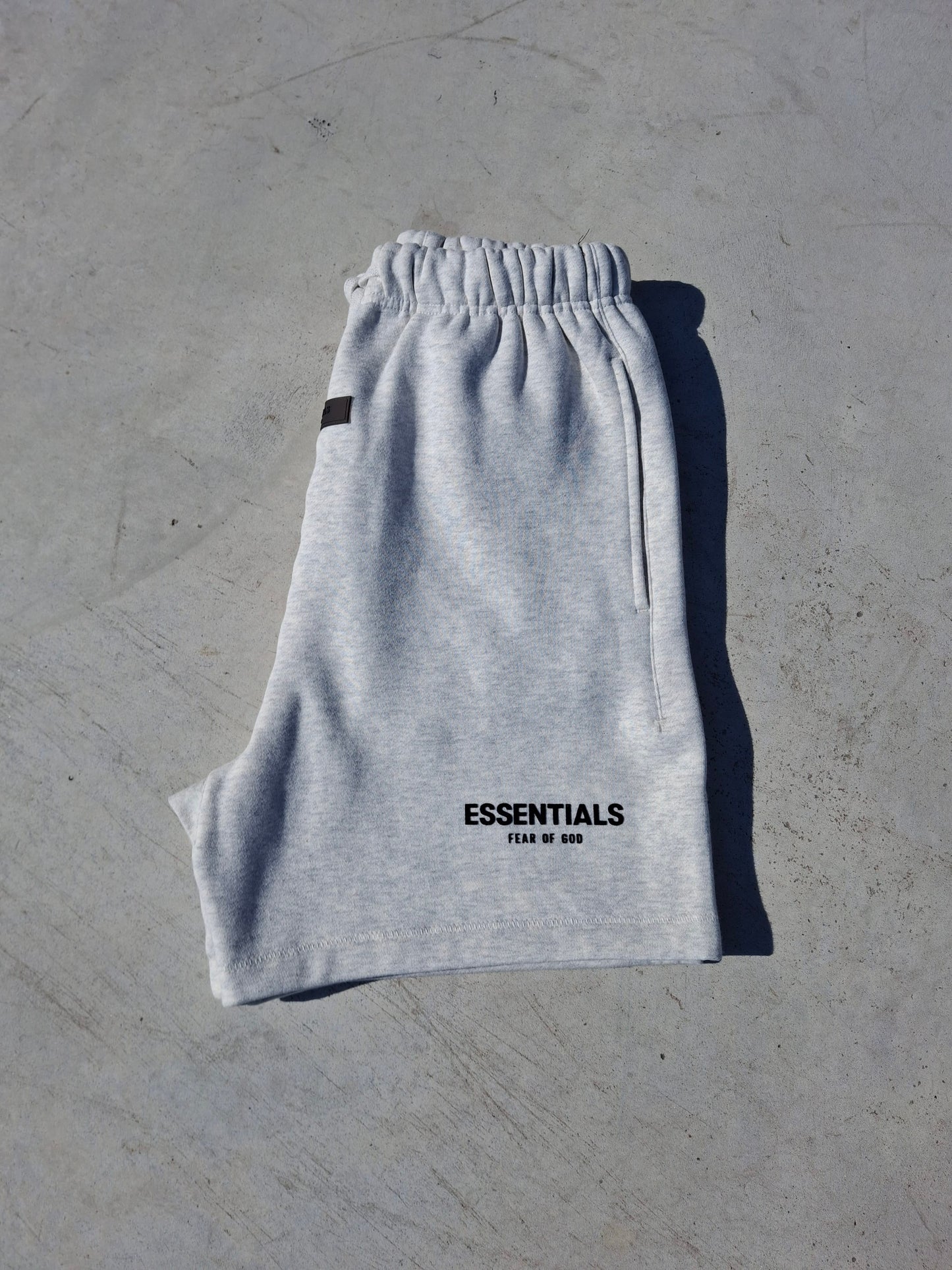 Fear of God Essentials Sweat Short 'Light Oatmeal' SS22 — XXS — Detail View