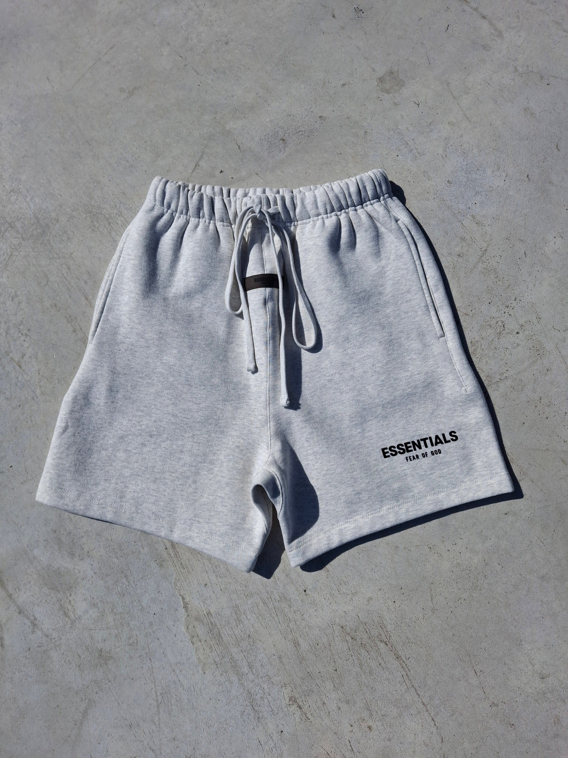 Fear of God Essentials Sweat Short 'Light Oatmeal' SS22 — XXS — Top View