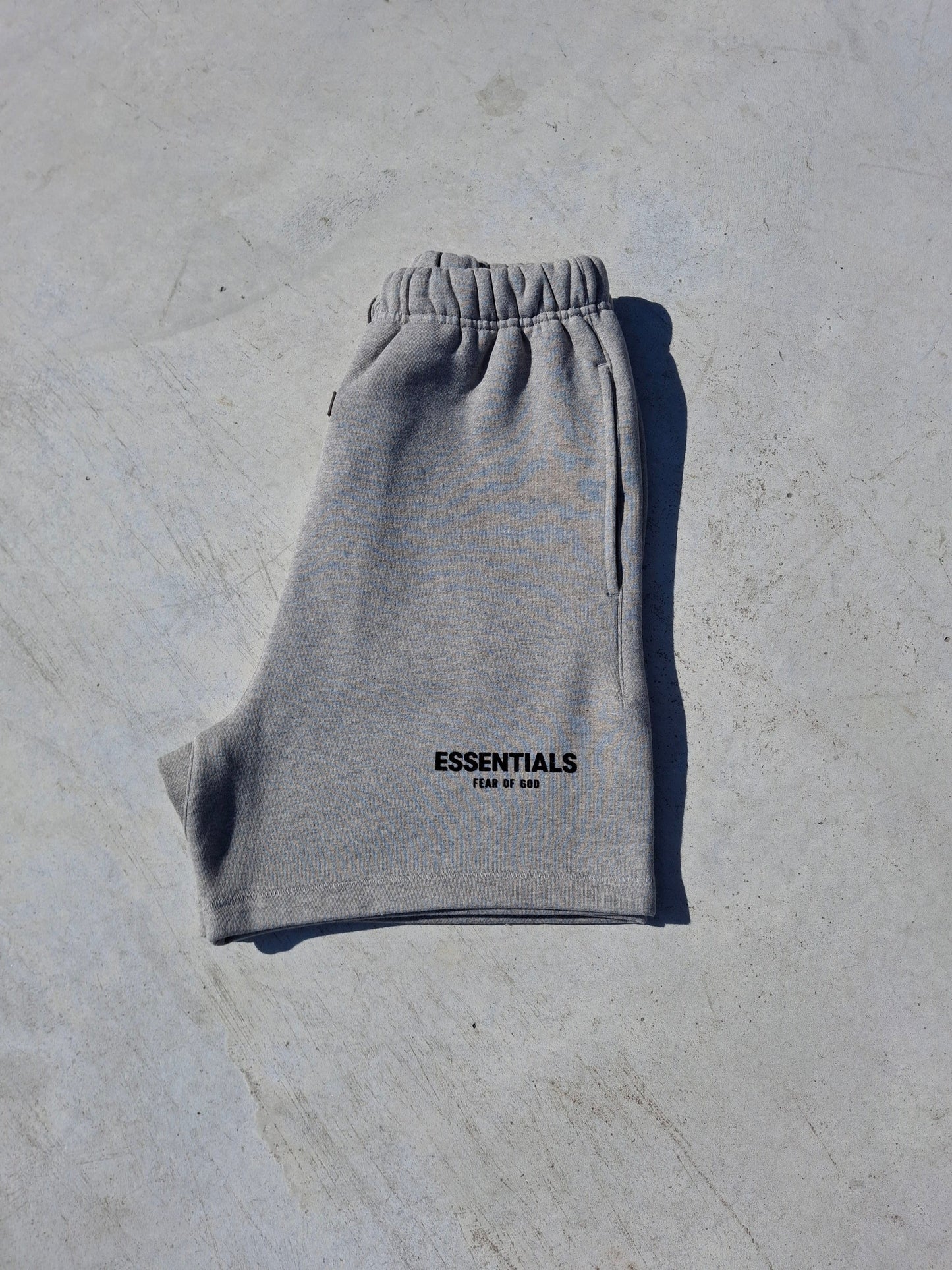 Fear of God Essentials Sweat Short 'Dark Oatmeal' (SS22) — XXS — Top View