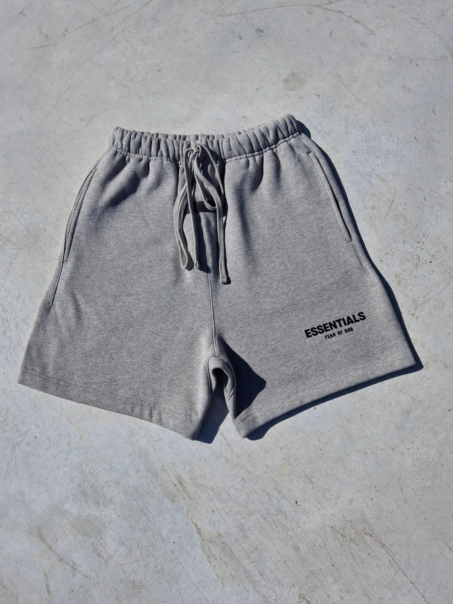 Fear of God Essentials Sweat Short 'Dark Oatmeal' (SS22) — XXS — Side View
