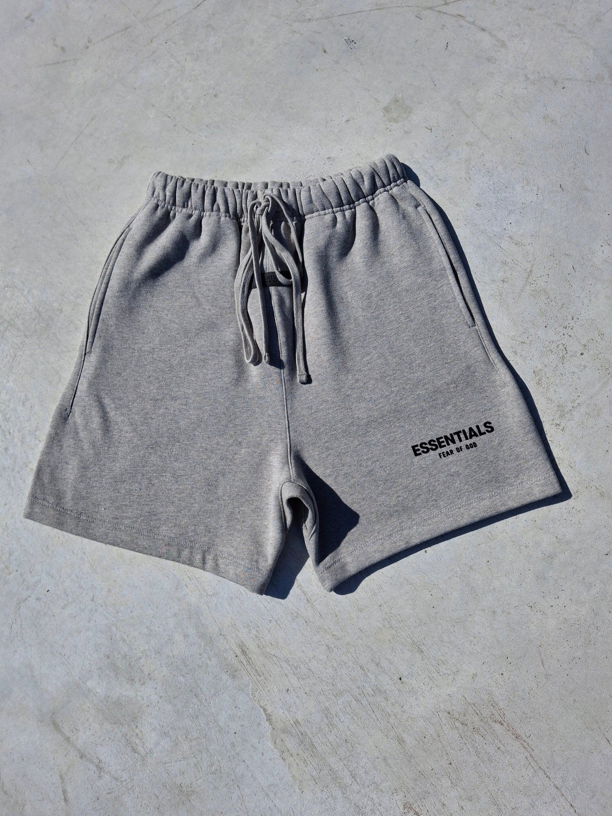 Fear of God Essentials Sweat Short 'Dark Oatmeal' (SS22) — XXS — Side View