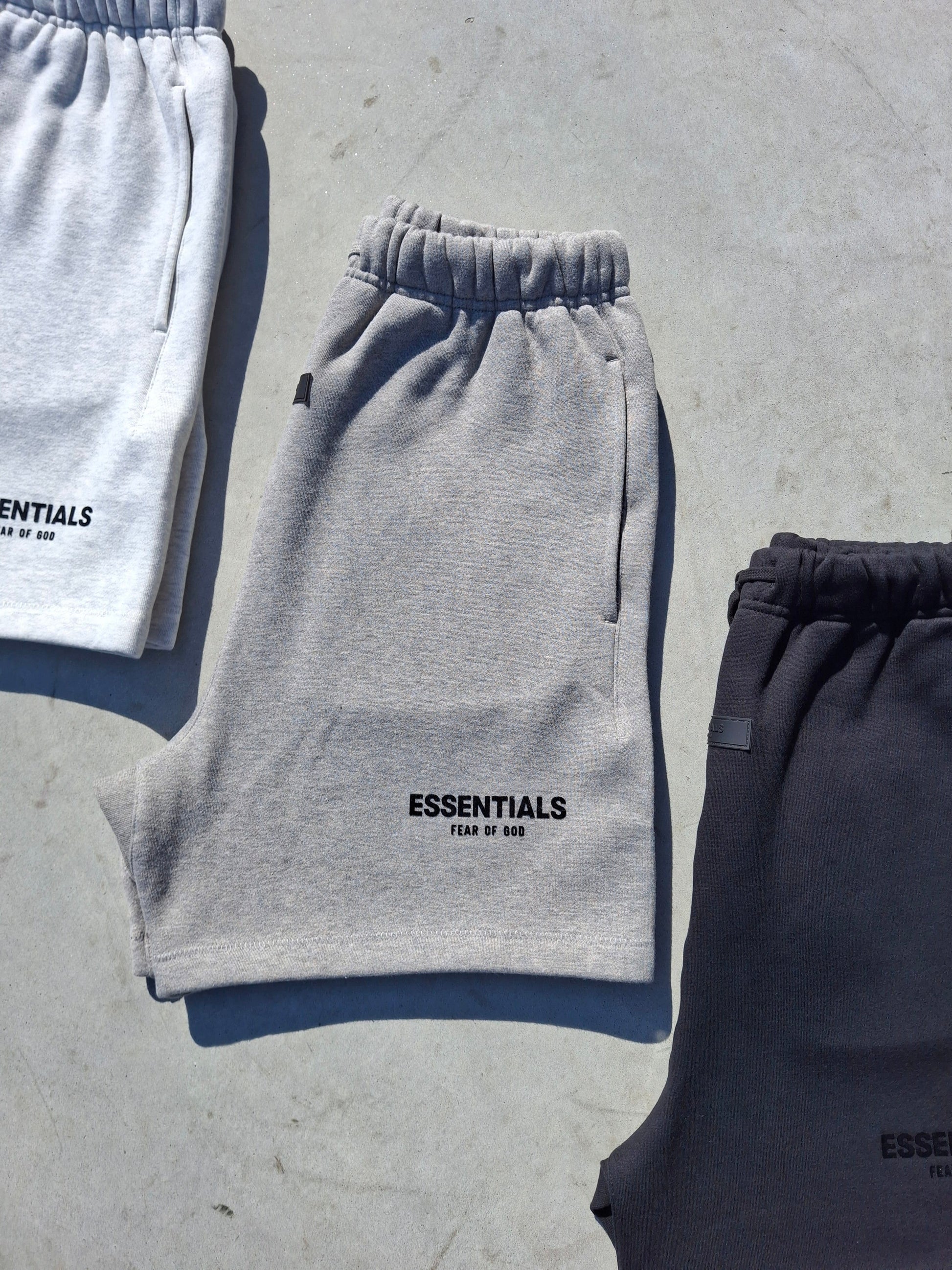 Fear of God Essentials Sweat Short 'Dark Oatmeal' (SS22) — XXS — Detail View