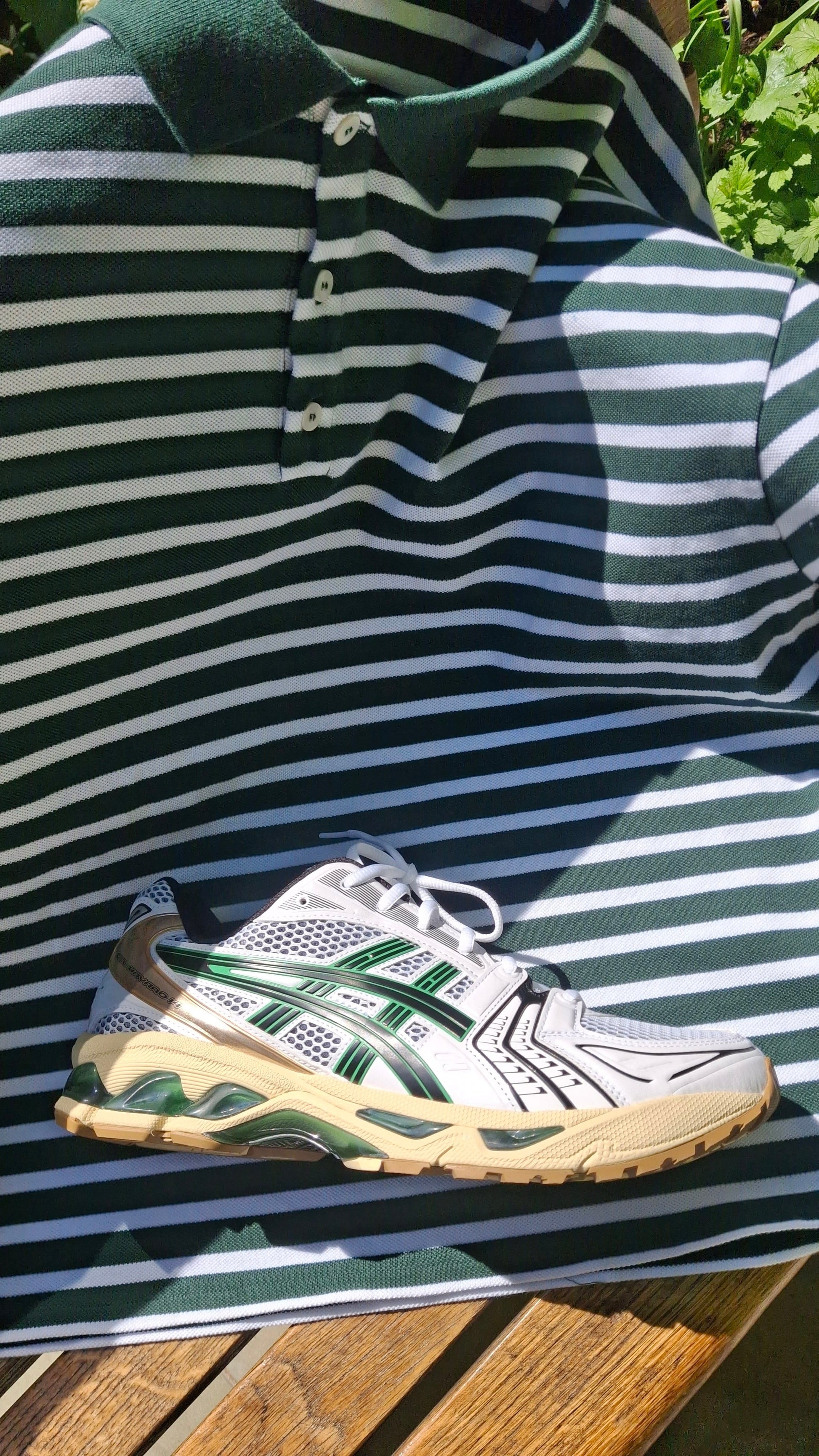 Summit Pique Long Sleeve Polo 'Forest White' — XXS — Lifestyle View