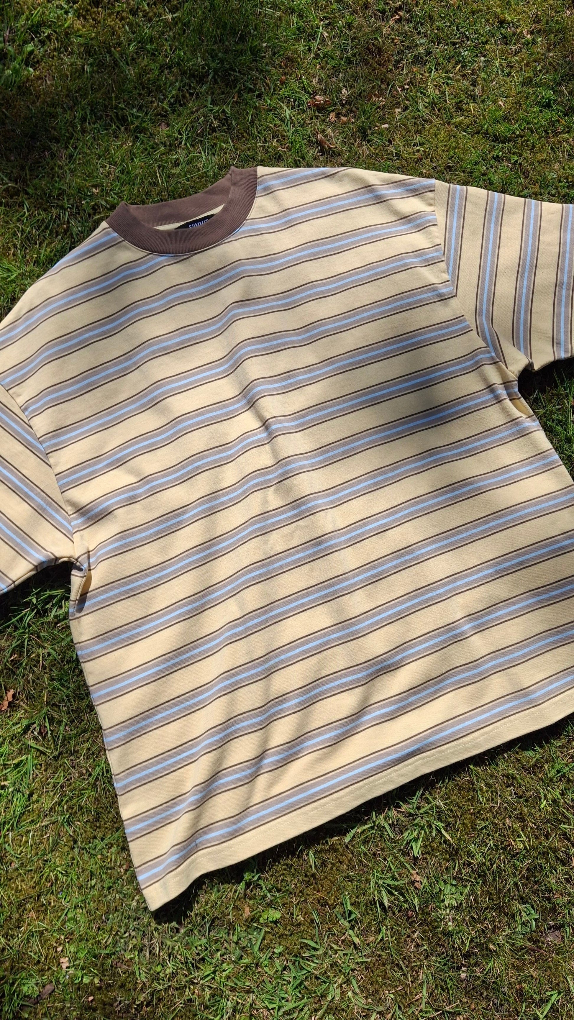 Summit Stripe Short Sleeve T-Shirt 'Yellow' — XXS — Top View