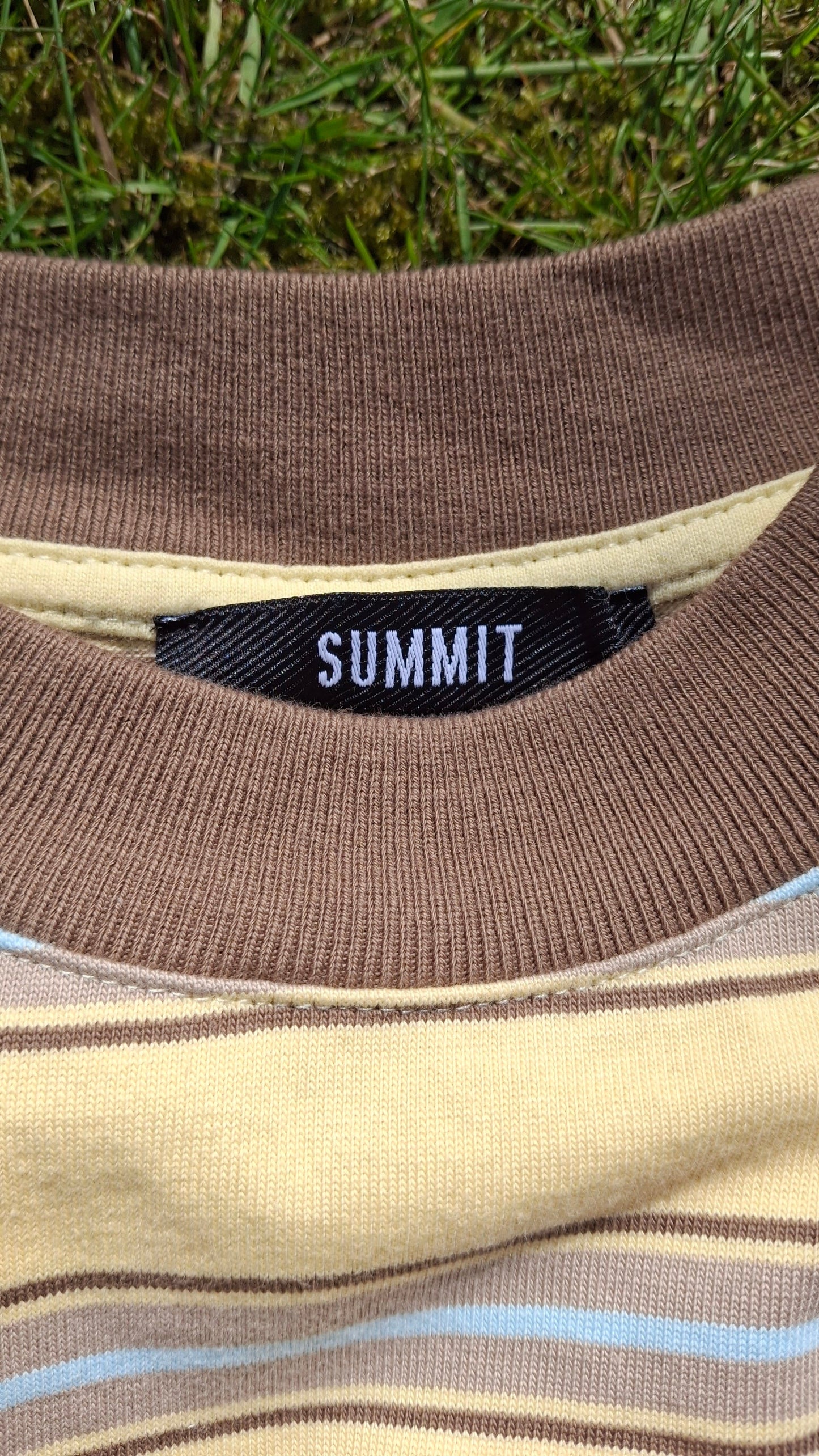 Summit Stripe Short Sleeve T-Shirt 'Yellow' — XXS — Lifestyle View