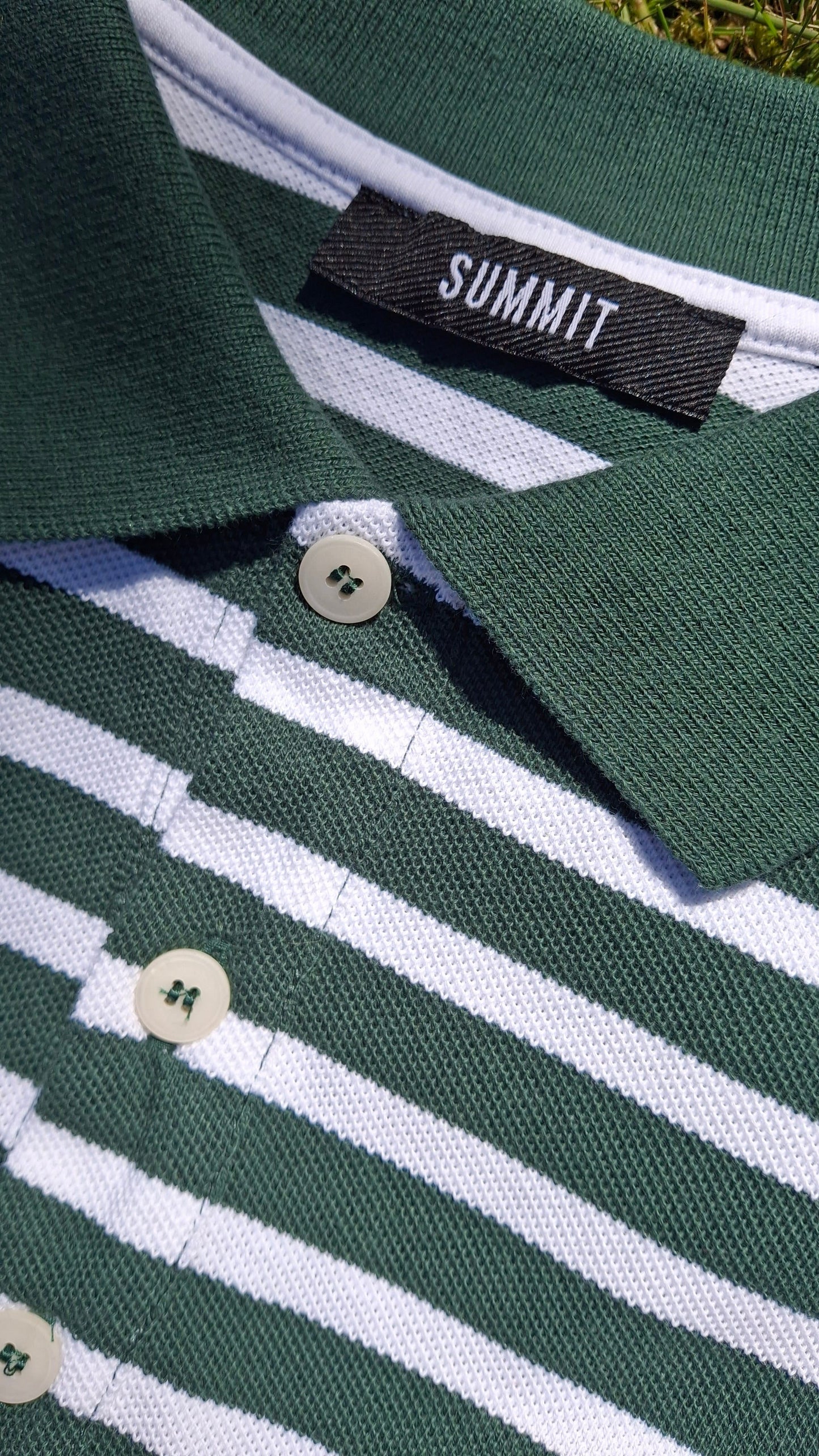 Summit Pique Long Sleeve Polo 'Forest White' — XXS — Top View