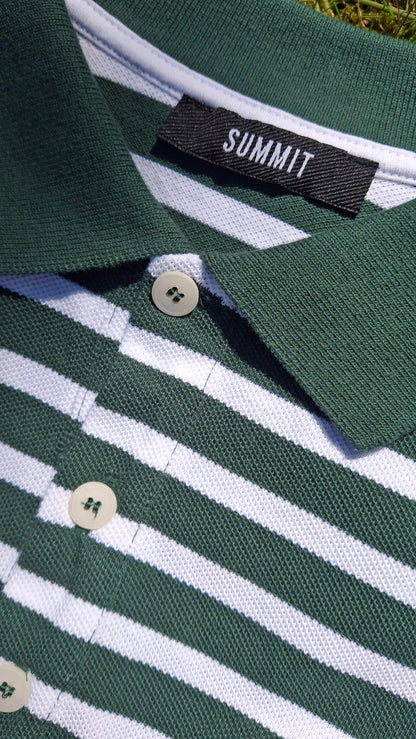 Summit Pique Long Sleeve Polo 'Forest White' — XXS — Top View
