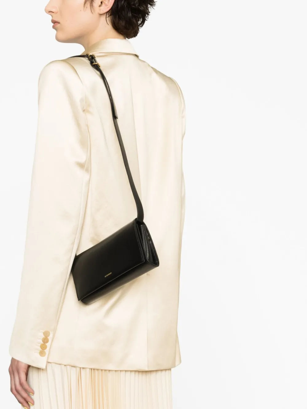 Jil Sander Logo Debossed Leather Shoulder Bag — Same as shown — Size One Size — Back View