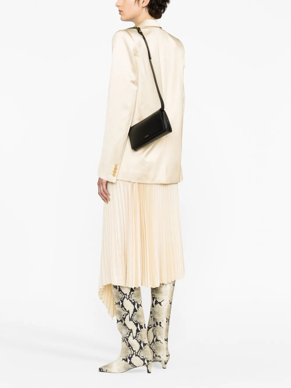 Jil Sander Logo Debossed Leather Shoulder Bag — Same as shown — Size One Size — Side View