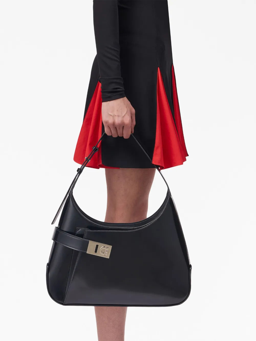 Ferragamo Hobo Gancini Buckle Shoulder Bag — Same as shown — Size One Size — Side View