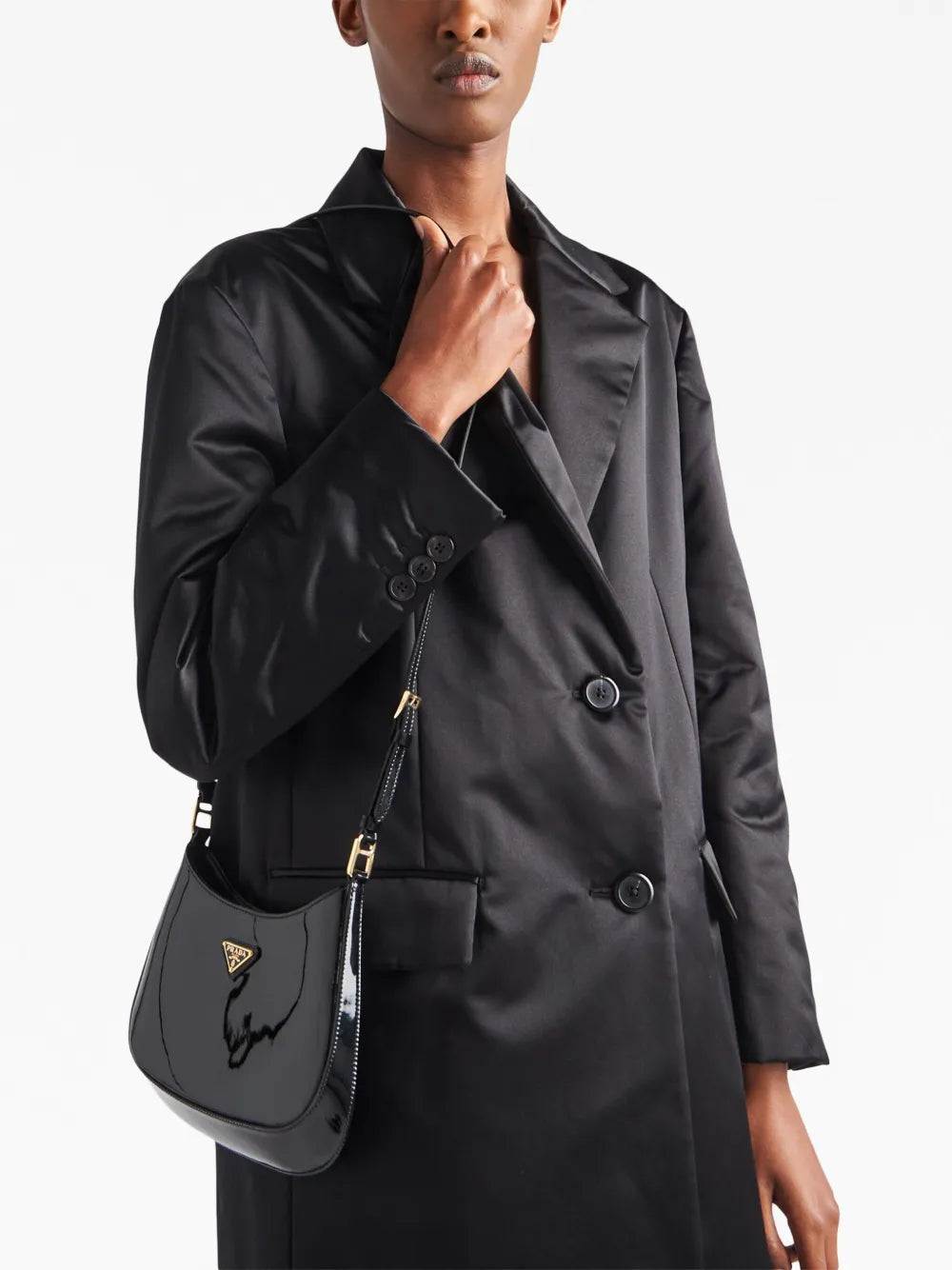 Prada Cleo Patent Leather Shoulder Bag — Same as shown — Size One Size — Back View